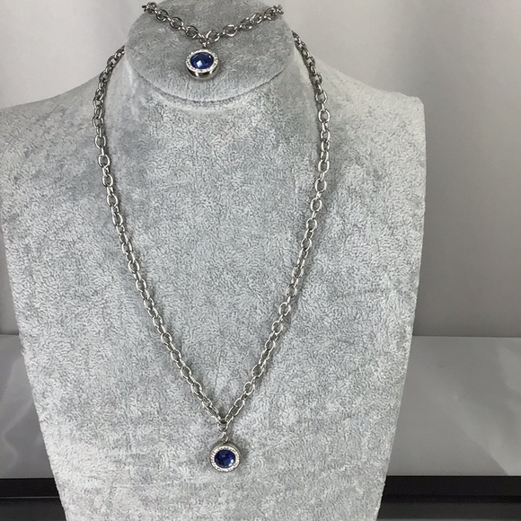 Necklace & Bracelet crystal blue  Rhinestone  set - Picture 5 of 8